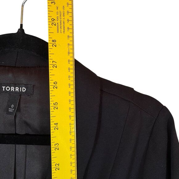 Torrid Blazer Jacket Women 0 12/14 Black Business Career Open Front Long Sleeve - Picture 8 of 10